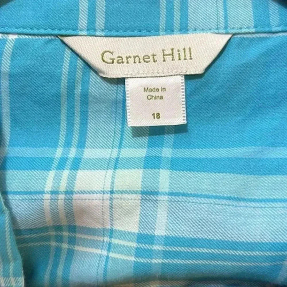 Garnet Hill long sleeve NWOT plaid lightweight size 18 top - Picture 3 of 4